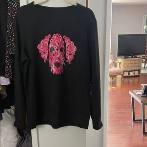 Chic Black Long Sleeve Top with Pink Dog Graphic
